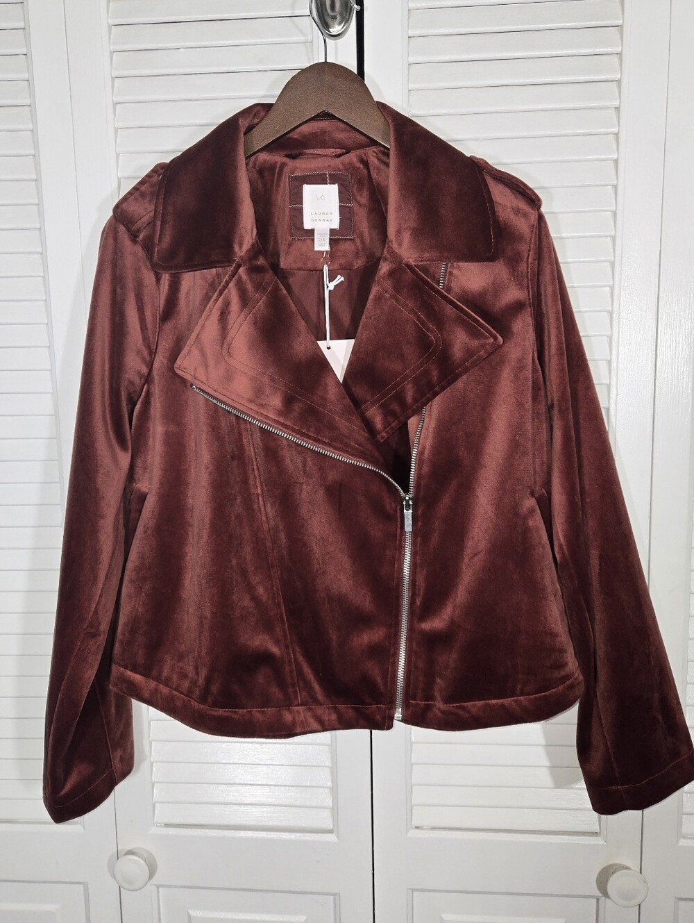 Lauren Conrad NWT Suede Moto Asymmetrical Zip Red Brown Jacket Sz 0X